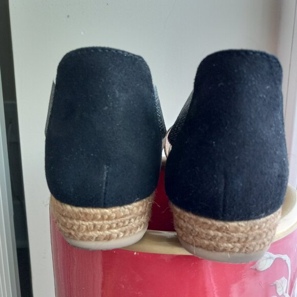 Gaimo Nover Black Suede Metallic Elastic X Band Low Wedge Espadrilles 38 / 7-7.5 - Picture 11 of 16